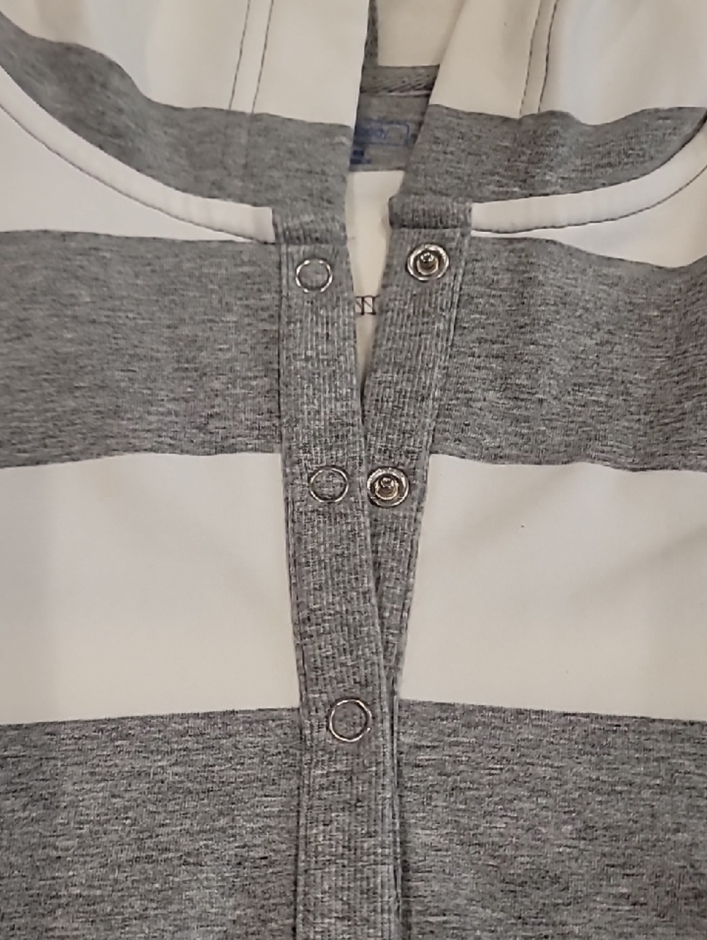 GAPbody Hooded Striped Sweatshirt Cover Up Gray White Medium - Picture 8 of 12